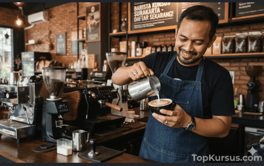 bapak mudah ikut berlatih buat kopi enak di barista course coffe shop solo Jateng