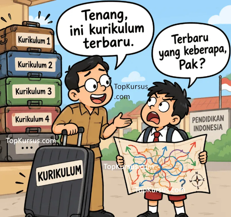 gambar arikatur soal perubahan kurikulum pendidikan nasional yang sering barubah