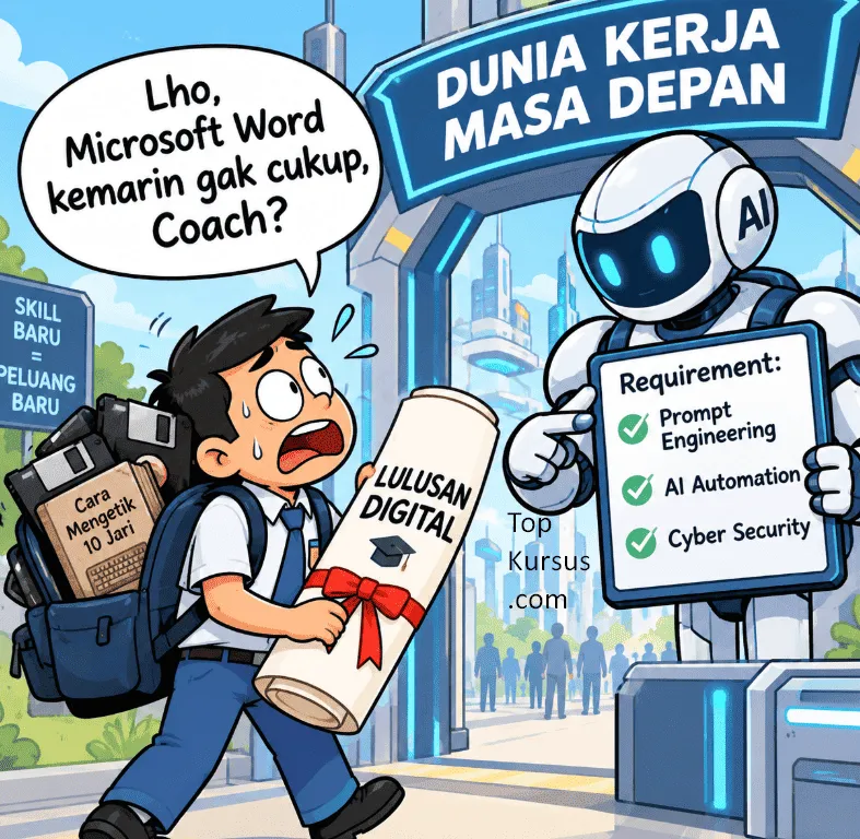 gambar kartun kriktik skill digital amsa kini dan pelajaran sekolah jadul